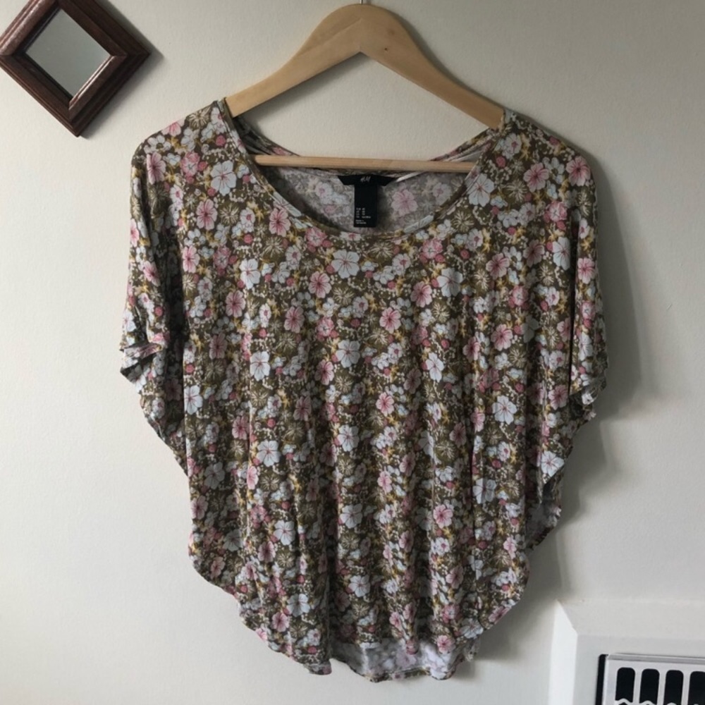 H&M boho floral dolman top XS